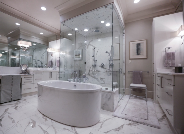 bath tub, shower, counter, toilet | Stone Creations, Covington, LA